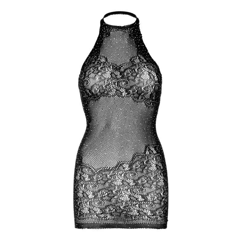 LEG AVENUE - STRASS NECKHOLDER-MINIKLEID, EINHEITSGRößE- SCHWARZ - Vanelion Paradise