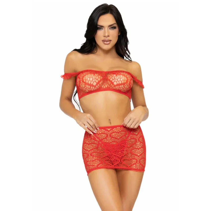 LEG AVENUE - DREITEILIGES SET, TOP, MINIROCK UND STRING, EINE GRÖSSE - SCHWARZ - Vanelion Paradise
