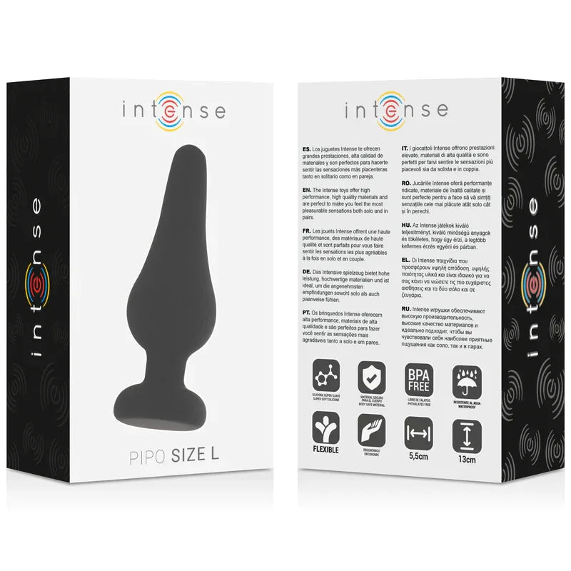 INTENSE - ANALPLUG PIPO L SCHWARZES SILIKON 13 CM - Vanelion Paradise