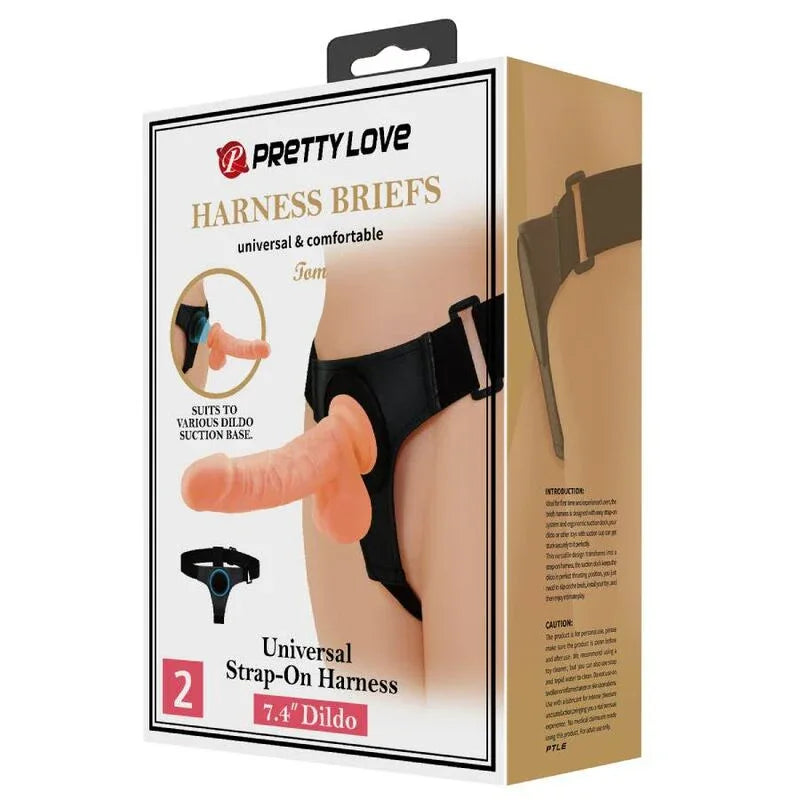 PRETTY LOVE - HARNESS-HOSE UNIVERSAL-HARNESS MIT DILDO TOM 20 CM NATUR - Vanelion Paradise