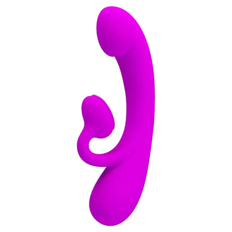 PRETTY LOVE - AUFRICHTIGER VIBRATOR UND KLITORIS-SAUGER AUS VIOLETTEM SILIKON - Vanelion Paradise