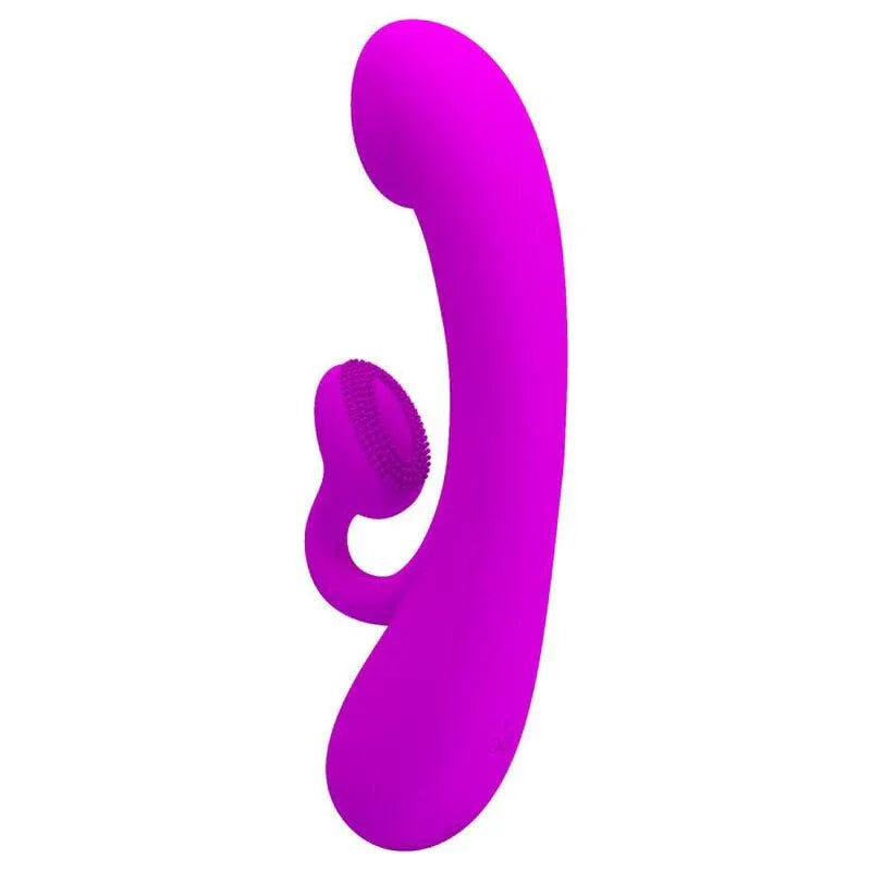 PRETTY LOVE - AUFRICHTIGER VIBRATOR UND KLITORIS-SAUGER AUS VIOLETTEM SILIKON - Vanelion Paradise