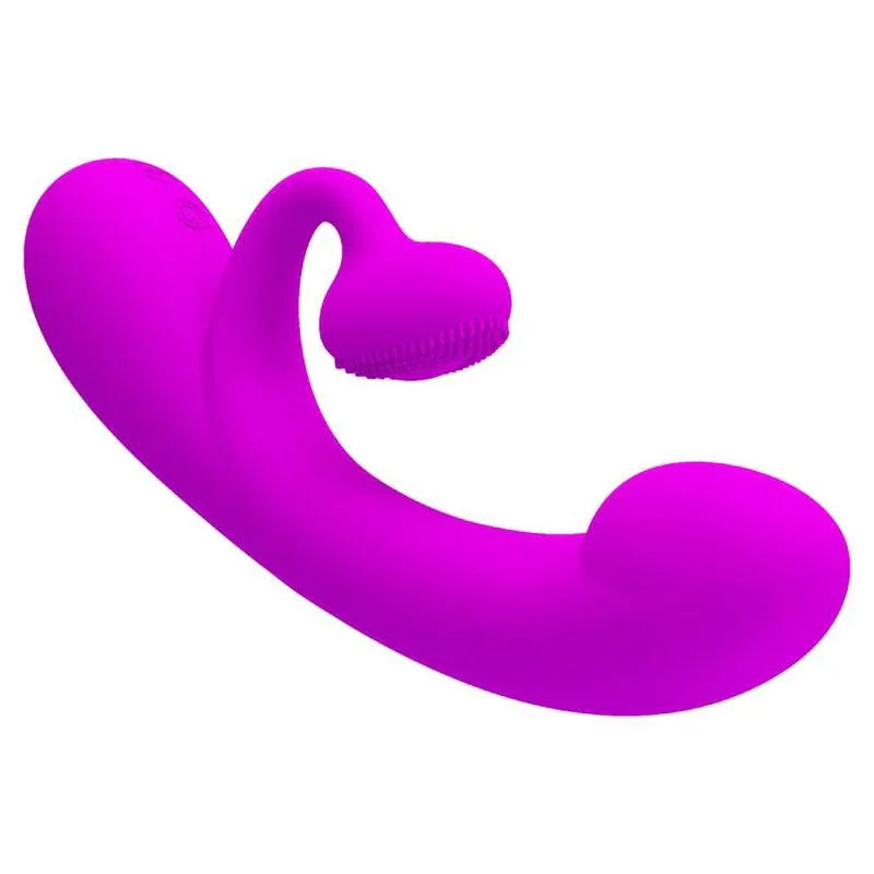 PRETTY LOVE - AUFRICHTIGER VIBRATOR UND KLITORIS-SAUGER AUS VIOLETTEM SILIKON - Vanelion Paradise