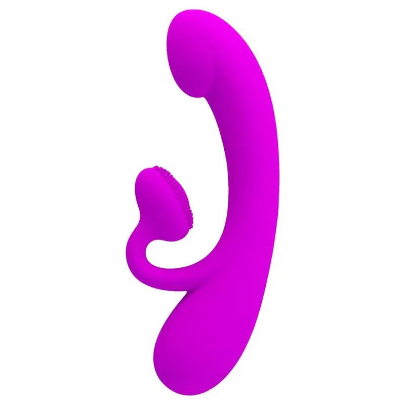 PRETTY LOVE - AUFRICHTIGER VIBRATOR UND KLITORIS-SAUGER AUS VIOLETTEM SILIKON - Vanelion Paradise