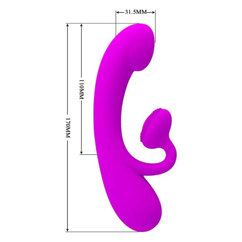PRETTY LOVE - AUFRICHTIGER VIBRATOR UND KLITORIS-SAUGER AUS VIOLETTEM SILIKON - Vanelion Paradise