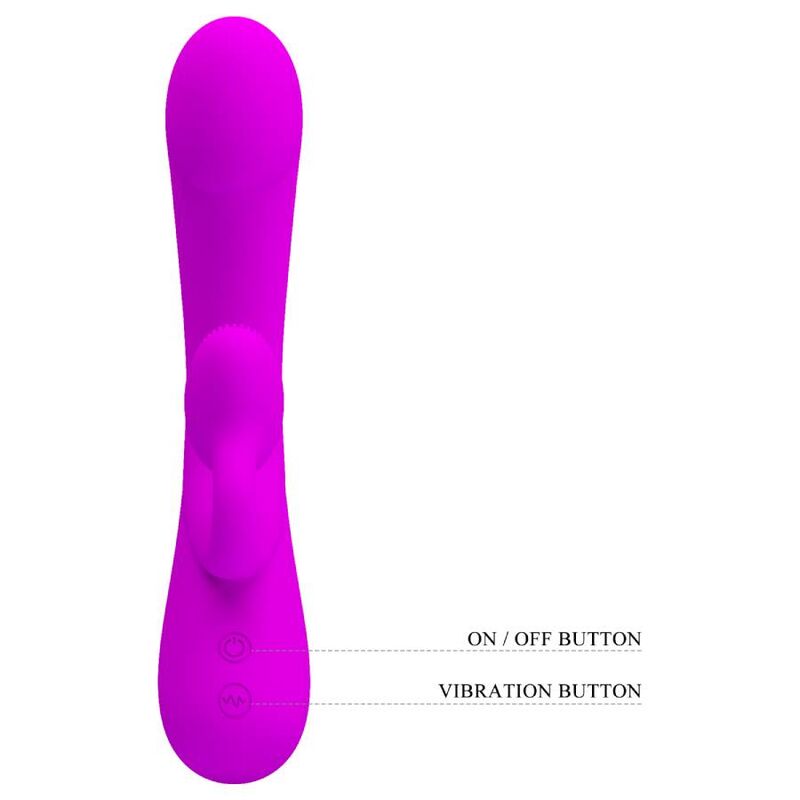 PRETTY LOVE - AUFRICHTIGER VIBRATOR UND KLITORIS-SAUGER AUS VIOLETTEM SILIKON