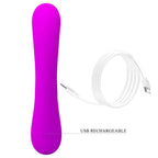 PRETTY LOVE - AUFRICHTIGER VIBRATOR UND KLITORIS-SAUGER AUS VIOLETTEM SILIKON - Vanelion Paradise