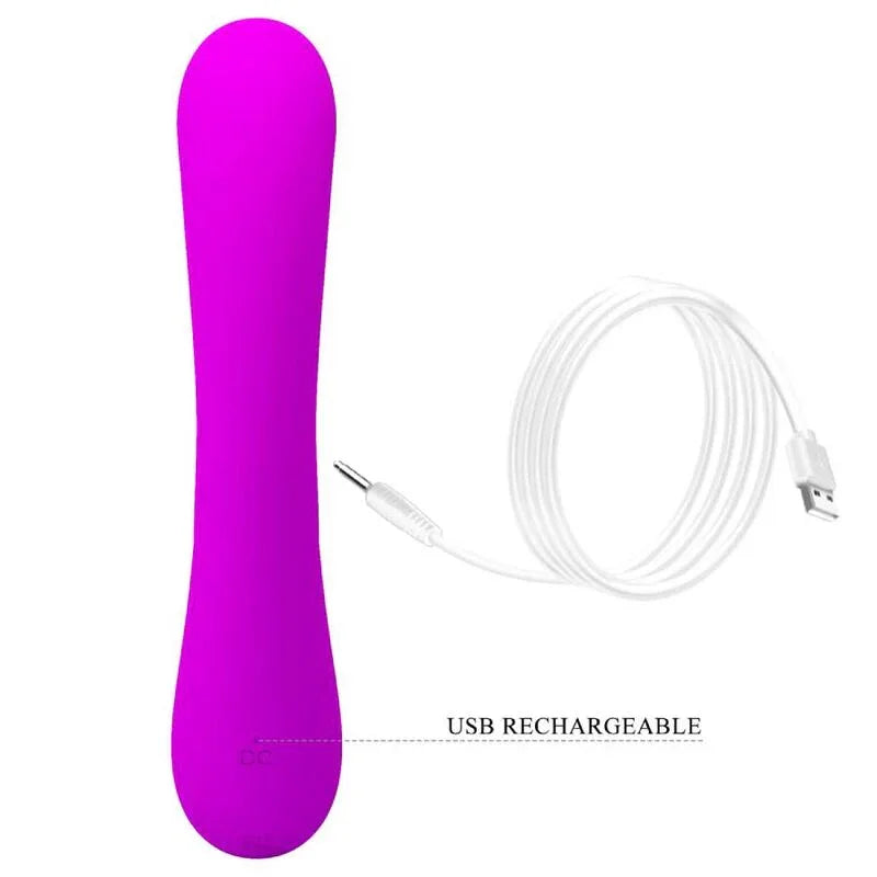 PRETTY LOVE - AUFRICHTIGER VIBRATOR UND KLITORIS-SAUGER AUS VIOLETTEM SILIKON - Vanelion Paradise