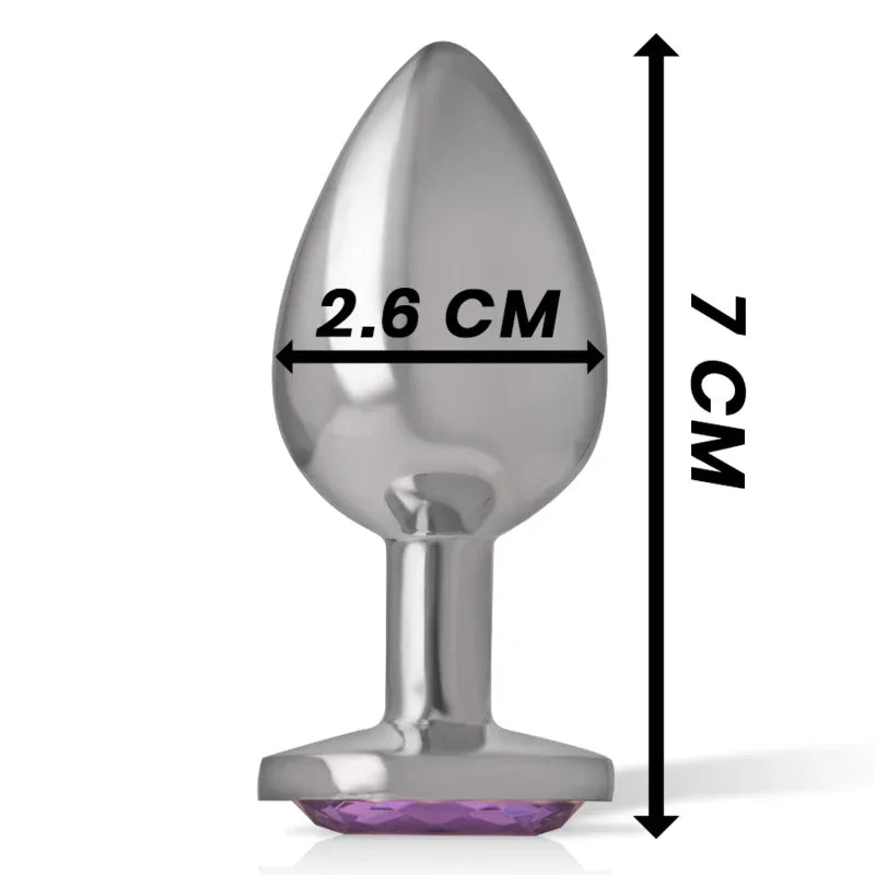 INTENSE - ANALPLUG AUS ALUMINIUMMETALL MIT VIOLETTEM KRISTALL, GRÖSSE S - Vanelion Paradise