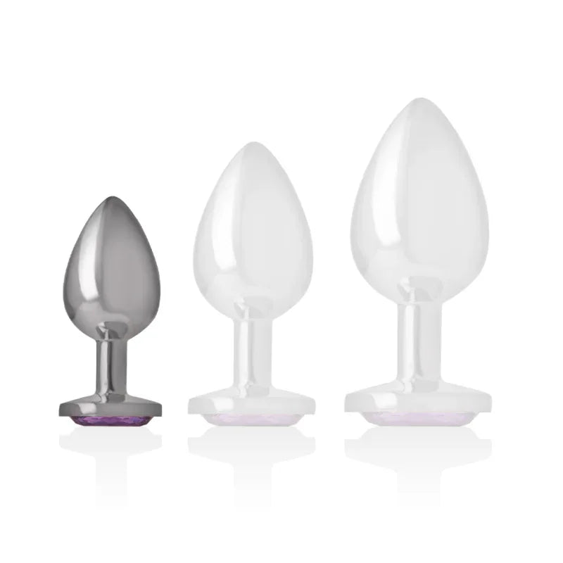 INTENSE - ANALPLUG AUS ALUMINIUMMETALL MIT VIOLETTEM KRISTALL, GRÖSSE S - Vanelion Paradise