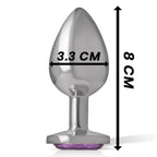 INTENSE - ANALPLUG AUS ALUMINIUMMETALL MIT VIOLETTEM KRISTALL, GRÖSSE M - Vanelion Paradise