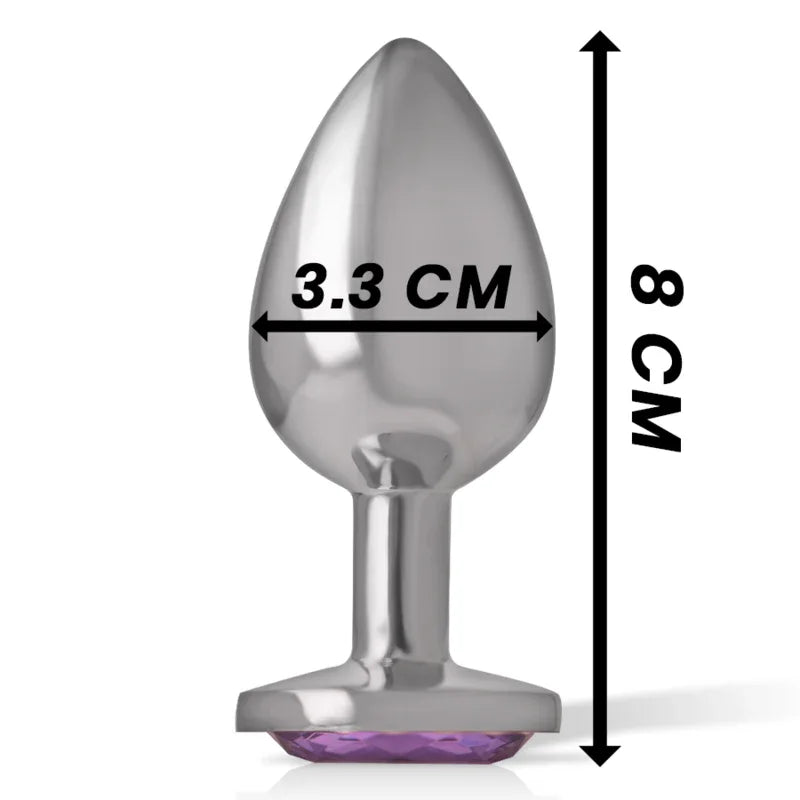 INTENSE - ANALPLUG AUS ALUMINIUMMETALL MIT VIOLETTEM KRISTALL, GRÖSSE M - Vanelion Paradise