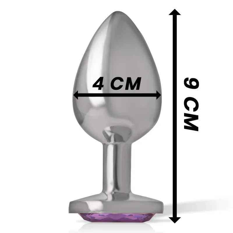 INTENSE – Analplug aus Aluminium mit violettem Kristall (L, 9 cm) - Vanelion Paradise