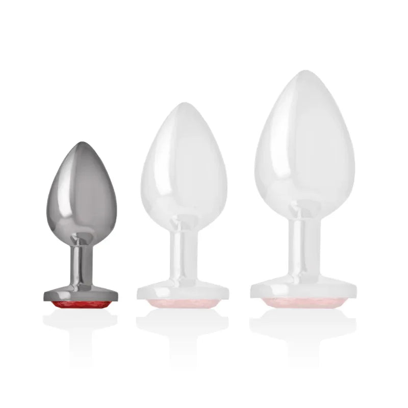 INTENSE - ANALSTECKER AUS ALUMINIUMMETALL MIT ROTEM KRISTALL, GRÖSSE S - Vanelion Paradise