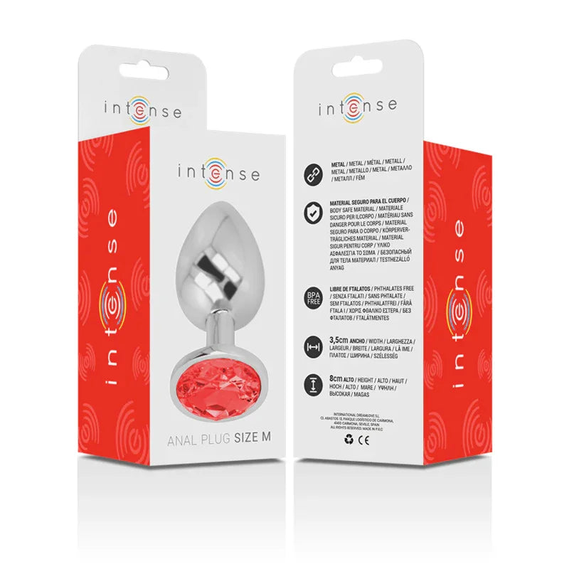 INTENSE - METALL-ANALSTECKER MIT ROTEN KRISTALL GRÖSSE M - Vanelion Paradise