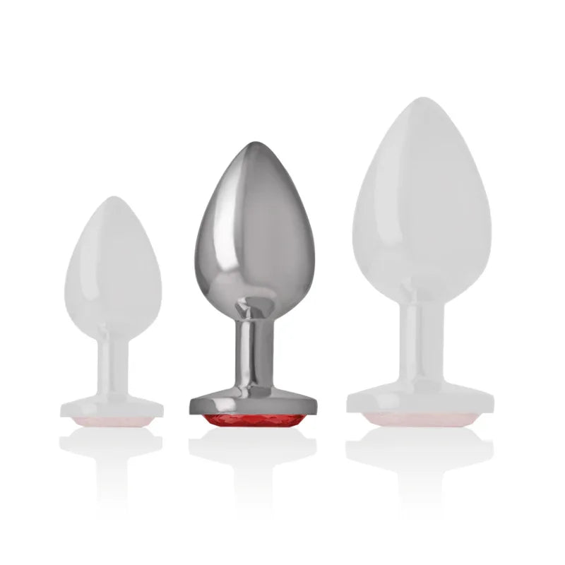 INTENSE - METALL-ANALSTECKER MIT ROTEN KRISTALL GRÖSSE M - Vanelion Paradise