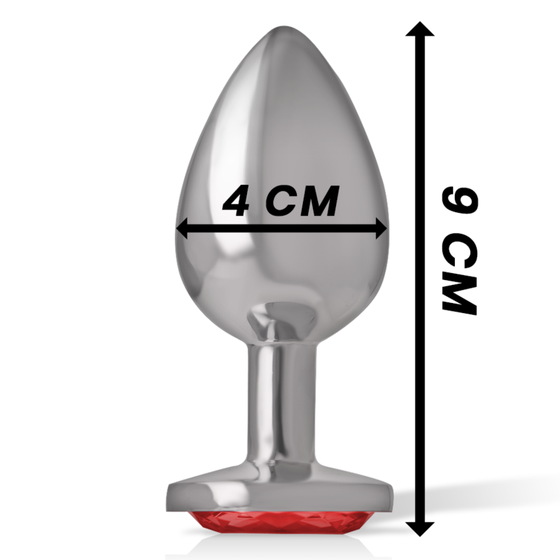 INTENSE - ANALPLUG AUS ALUMINIUMMETALL MIT ROTEM KRISTALL, GRÖSSE L