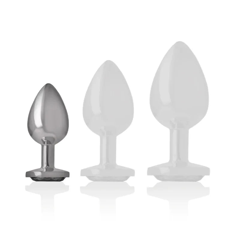 INTENSE - ANALPLUG AUS ALUMINIUMMETALL MIT SCHWARZEM KRISTALL, GRÖSSE S - Vanelion Paradise