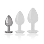 INTENSE - ANALPLUG AUS ALUMINIUMMETALL MIT SCHWARZEM KRISTALL, GRÖSSE S - Vanelion Paradise