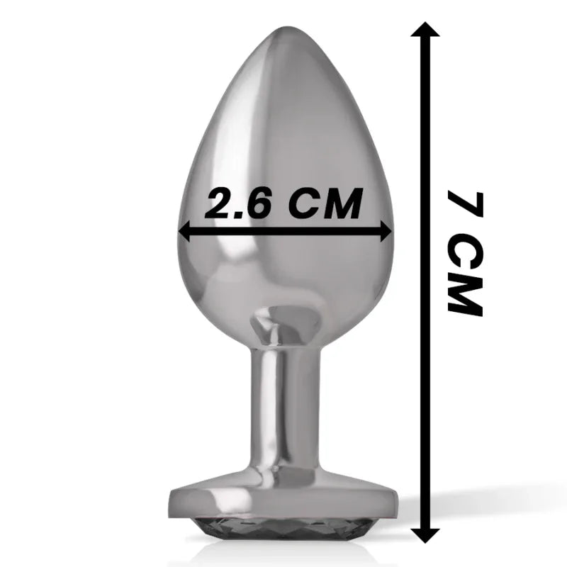 INTENSE - ANALPLUG AUS ALUMINIUMMETALL MIT SCHWARZEM KRISTALL, GRÖSSE S - Vanelion Paradise