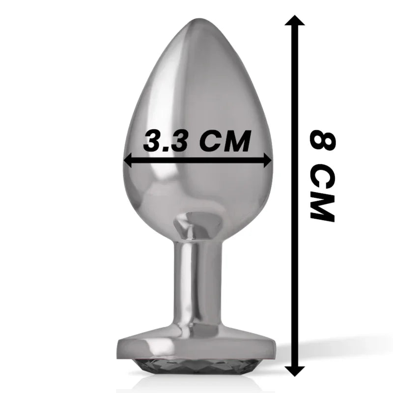 INTENSE - ANALPLUG AUS ALUMINIUMMETALL MIT SCHWARZEM GLAS, GRÖSSE M - Vanelion Paradise