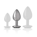 INTENSE - ANALPLUG AUS ALUMINIUMMETALL MIT SCHWARZEM GLAS, GRÖSSE M - Vanelion Paradise