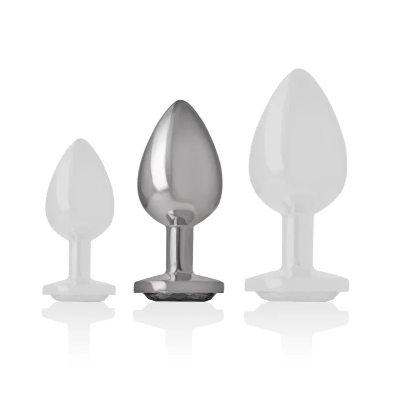 INTENSE - ANALPLUG AUS ALUMINIUMMETALL MIT SCHWARZEM GLAS, GRÖSSE M - Vanelion Paradise
