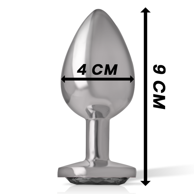 INTENSE - ANALPLUG AUS ALUMINIUMMETALL MIT SCHWARZEM GLAS, GRÖSSE L