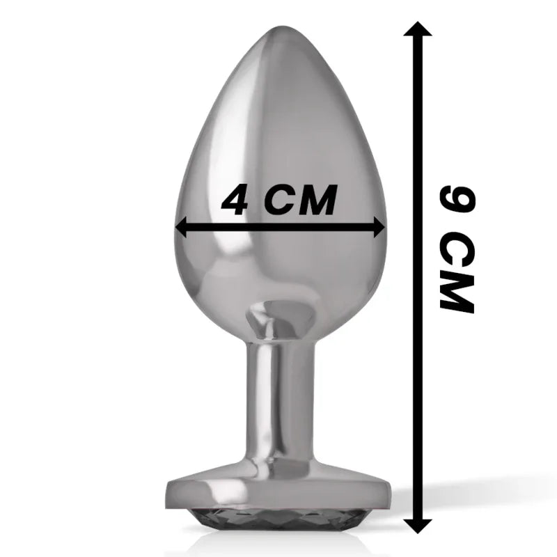 INTENSE - ANALPLUG AUS ALUMINIUMMETALL MIT SCHWARZEM GLAS, GRÖSSE L - Vanelion Paradise