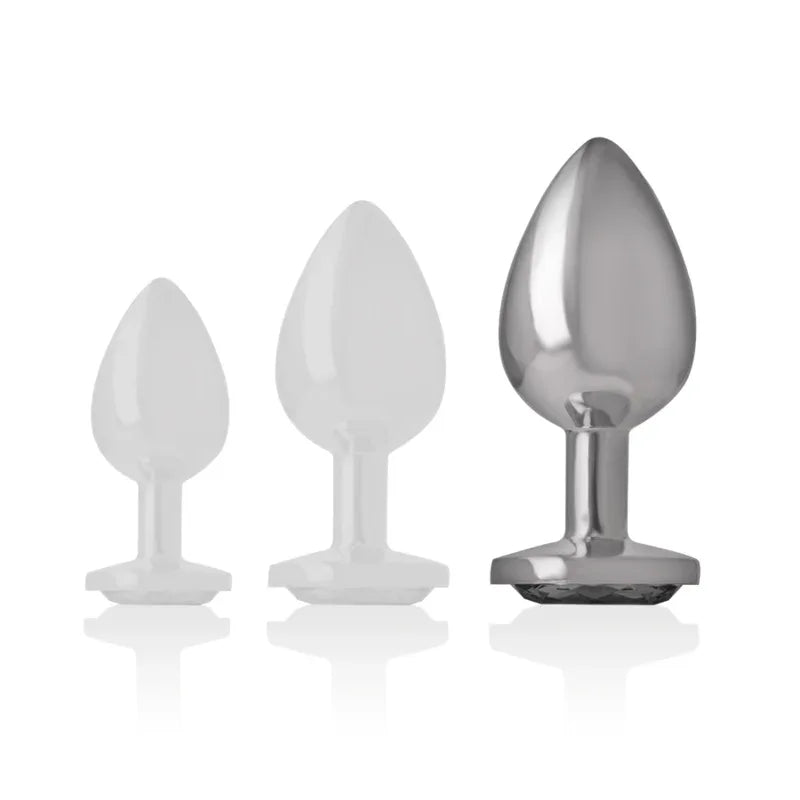INTENSE - ANALPLUG AUS ALUMINIUMMETALL MIT SCHWARZEM GLAS, GRÖSSE L - Vanelion Paradise