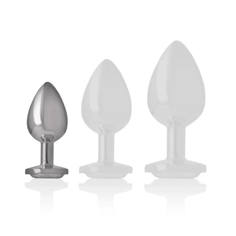 INTENSE - ANALPLUG AUS ALUMINIU MMETALL MIT SILBERNEM KRISTALL, GRÖSSE S - Vanelion Paradise
