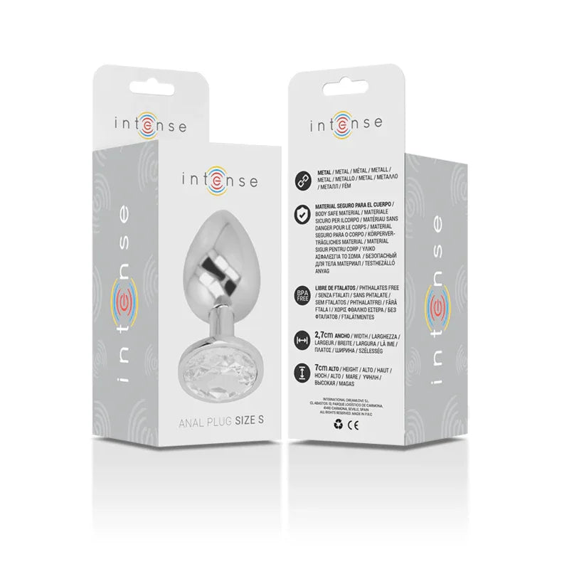 INTENSE - ANALPLUG AUS ALUMINIU MMETALL MIT SILBERNEM KRISTALL, GRÖSSE S - Vanelion Paradise