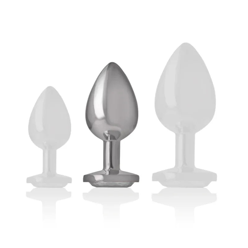 INTENSE - ALUMINIUM-METALL-ANALSPLUG MIT SILBERNEM KRISTALL, GRÖSSE M - Vanelion Paradise