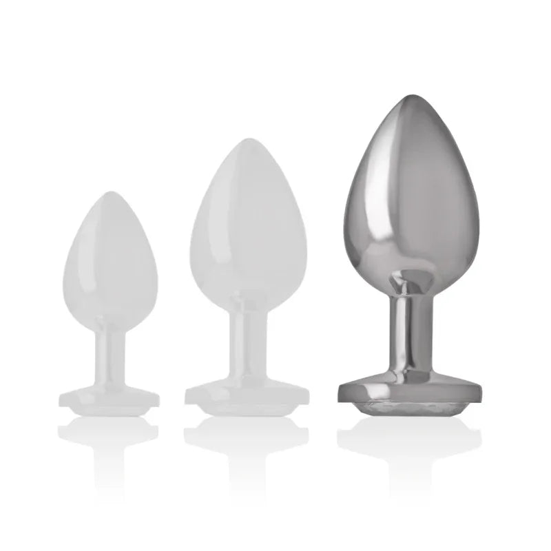 INTENSE - ANALPLUG AUS ALUMINIU MMETALL MIT SILBERNEM KRISTALL, GRÖSSE L - Vanelion Paradise