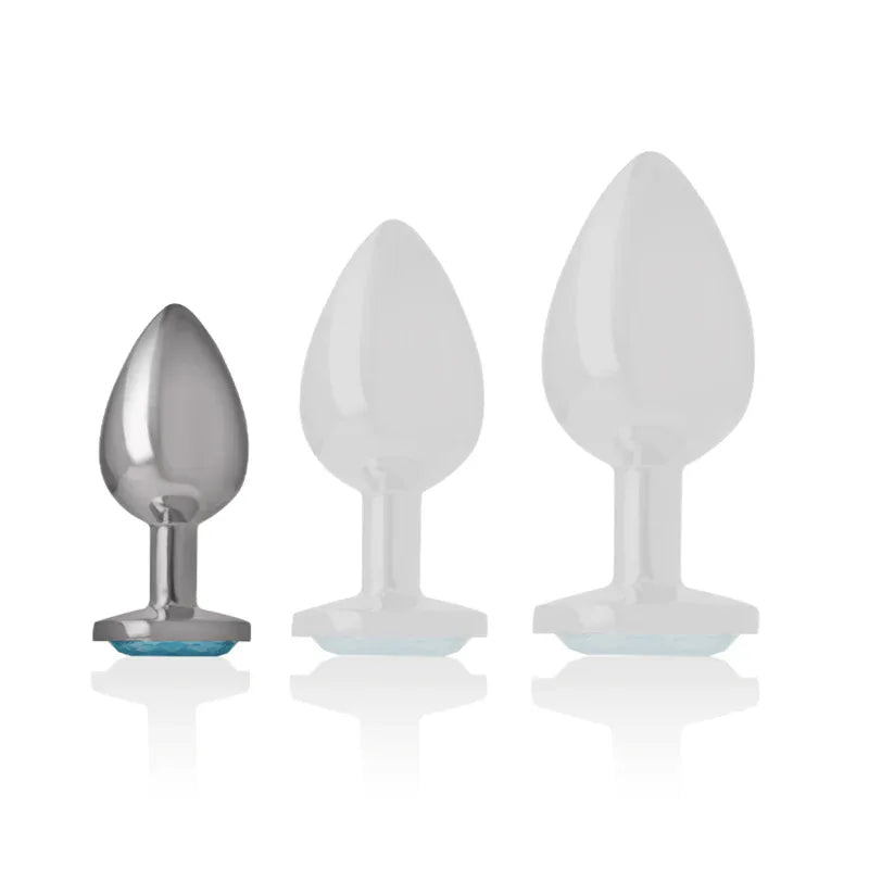 INTENSE - ANALSTECKER AUS ALUMINIUMMETALL MIT BLAUEM KRISTALL, GRÖSSE S - Vanelion Paradise
