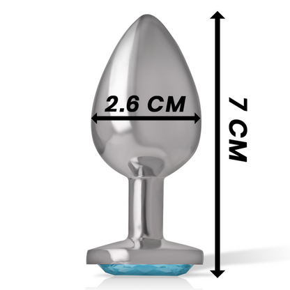 INTENSE - ANALSTECKER AUS ALUMINIUMMETALL MIT BLAUEM KRISTALL, GRÖSSE S