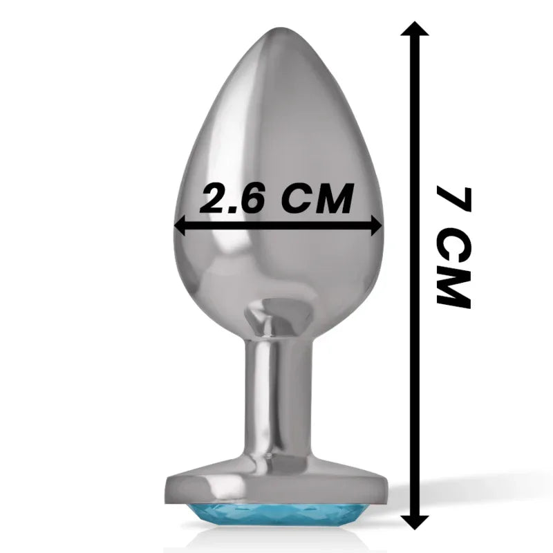 INTENSE - ANALSTECKER AUS ALUMINIUMMETALL MIT BLAUEM KRISTALL, GRÖSSE S - Vanelion Paradise