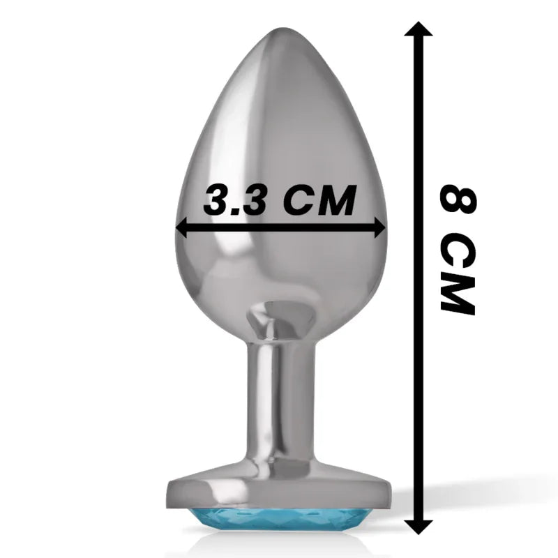 INTENSE - ANALPLUG AUS ALUMINIUMMETALL MIT BLAUEM GLAS, GRÖSSE M - Vanelion Paradise