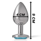 INTENSE - ANALPLUG AUS ALUMINIUMMETALL MIT BLAUEM KRISTALL, GRÖSSE L - Vanelion Paradise