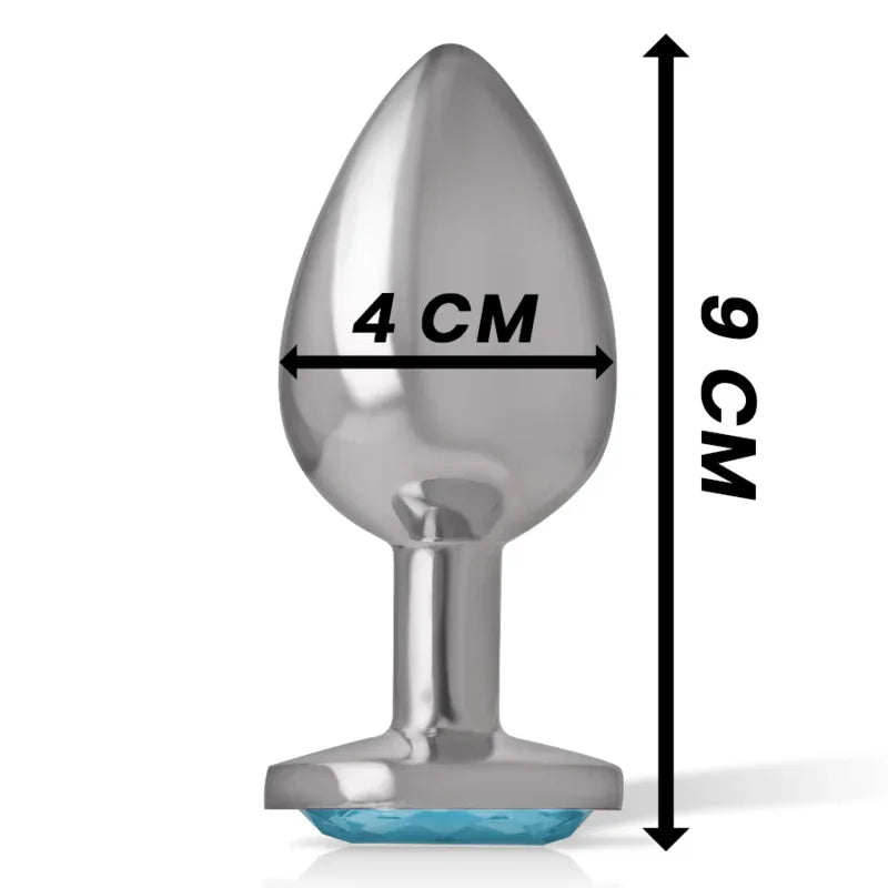 INTENSE - ANALPLUG AUS ALUMINIUMMETALL MIT BLAUEM KRISTALL, GRÖSSE L - Vanelion Paradise