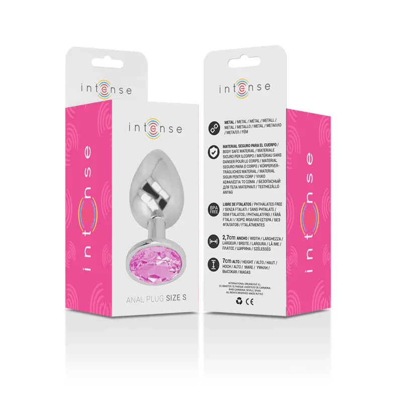 Intense Analplug Aluminium mit rosa Kristall Größe S – Einsteigerfreundlich, hygienisch, elegant - Vanelion Paradise