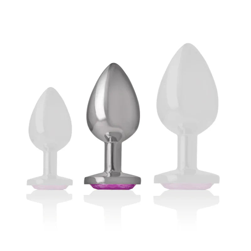 INTENSE - ANALPLUG AUS ALUMINIUMMETALL MIT ROSA KRISTALL, GRÖSSE M - Vanelion Paradise