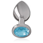 INTENSE - ANALPLUG AUS ALUMINIUMMETALL MIT BLAUEM KRISTALL, GRÖSSE L - Vanelion Paradise
