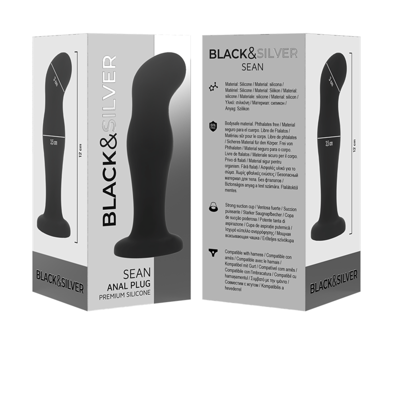 BLACK&SILVER - SEAN PLUG ANAL PREMIUM SILIKON SCHWARZ