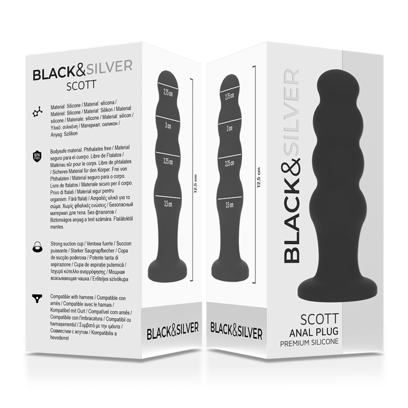 BLACK&SILVER - SCOTT PREMIUM SILIKON ANALPLUG SCHWARZ