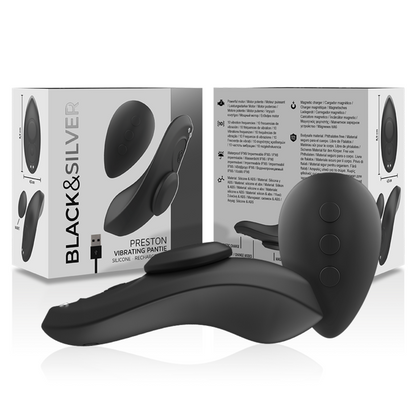 BLACK&SILVER - PRESTON WIEDERAUFLADBARER SILIKON-VIBRATOR-PANTIE SCHWARZ