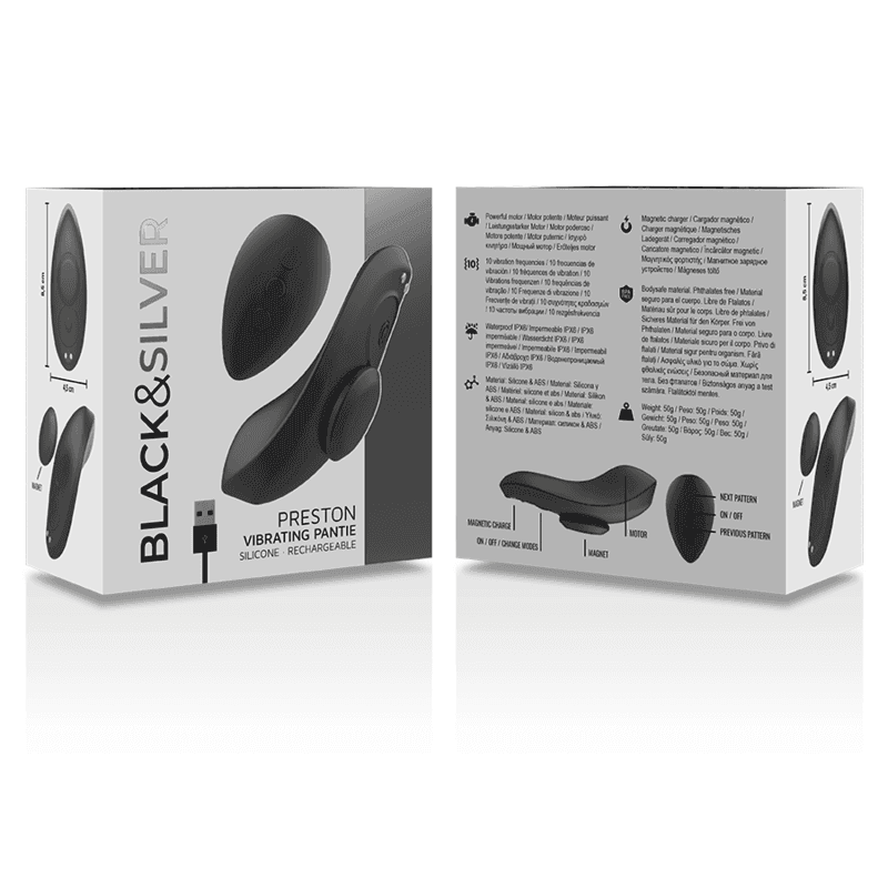 BLACK&SILVER - PRESTON WIEDERAUFLADBARER SILIKON-VIBRATOR-PANTIE SCHWARZ - Vanelion Paradise