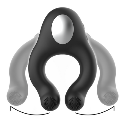 BLACK&SILVER - VIBRATORRING AUS SILIKON, 3 MOTOREN, WIEDERAUFLADBAR, SCHWARZ