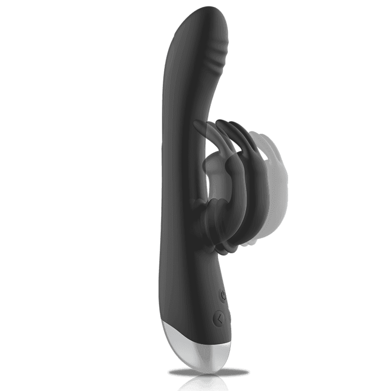 BLACK&SILVER - DJ. ADAM WIEDERAUFLADBARER SILIKON-KANINCHEN-STIMULATOR SCHWARZ - Vanelion Paradise