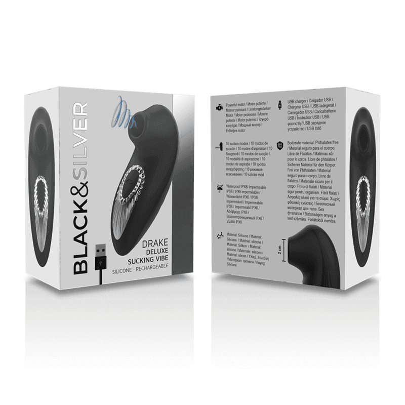 BLACK&SILVER - DRAKE DELUXE SUCKING VIBE WIEDERAUFLADBARES SILIKON SCHWARZ - Vanelion Paradise